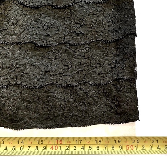 1960s Vintage Black Lace Tiered Sleeveless Rhinestone Satin-Bow Pencil Dress - Picture 14 of 14